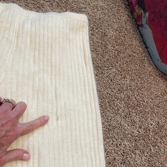 Designer Lambswool & Angora cream ribbed pants elastic waist size S Vintage - Picture 8 of 9